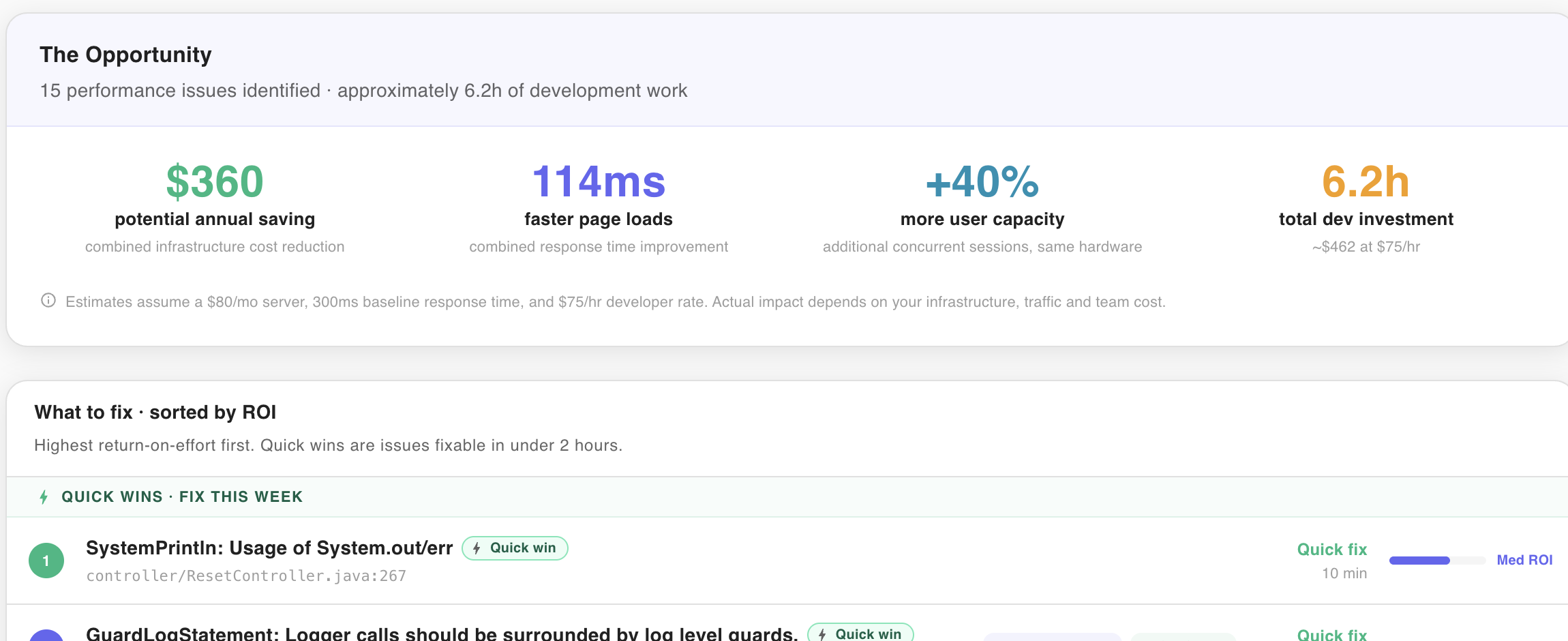 KodeGauge savings report showing cloud waste and savings opportunities